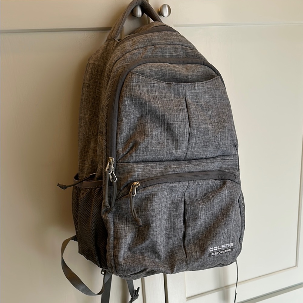 Gray Medium-Sized Backpack with Multiple Compartments